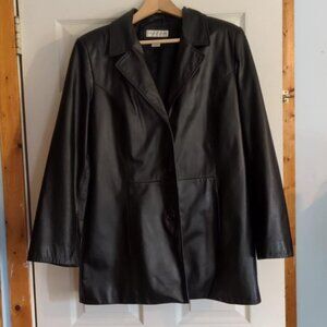 Preston York Mens Black Genuine Leather Jacket Size Large Blazer Style Classic